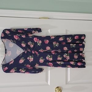 Casual dress. Navy with pink flowers. Size medium.